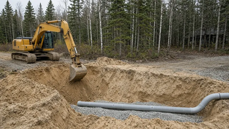 Septic installation site prep on a rural Algoma lot